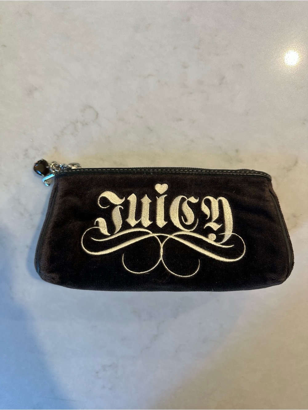 Juicy Couture Black Velour Logo Cosmetic Pouch